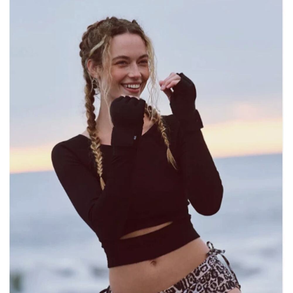 Free People Movement Cut It Out Long Sleeve Top Black XS/P